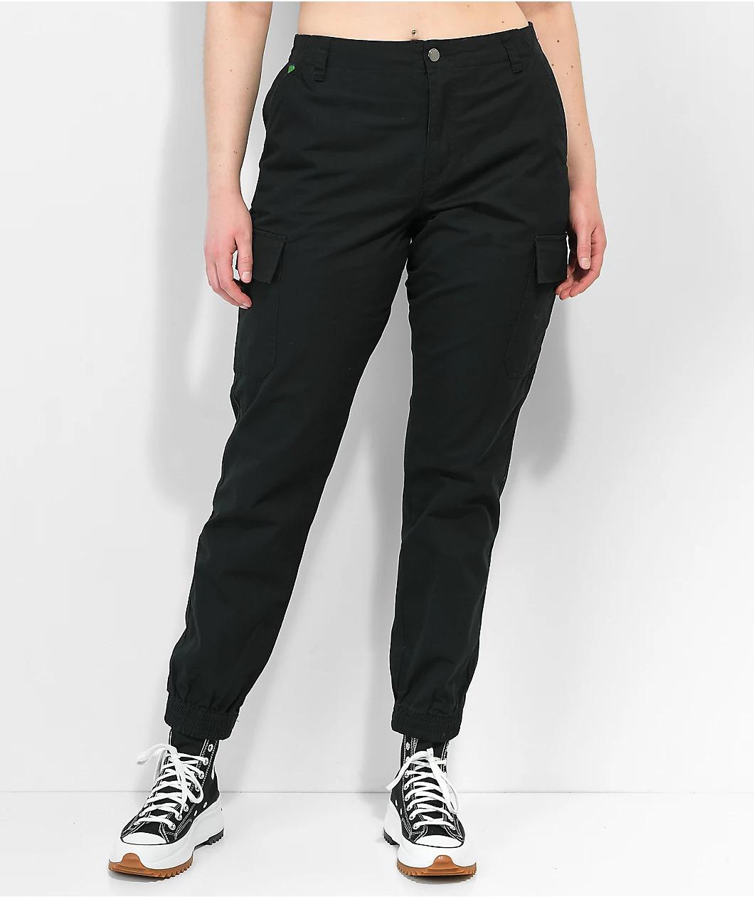 Empyre Emory Elastic Waist Black Cargo Jogger Pants Product Image
