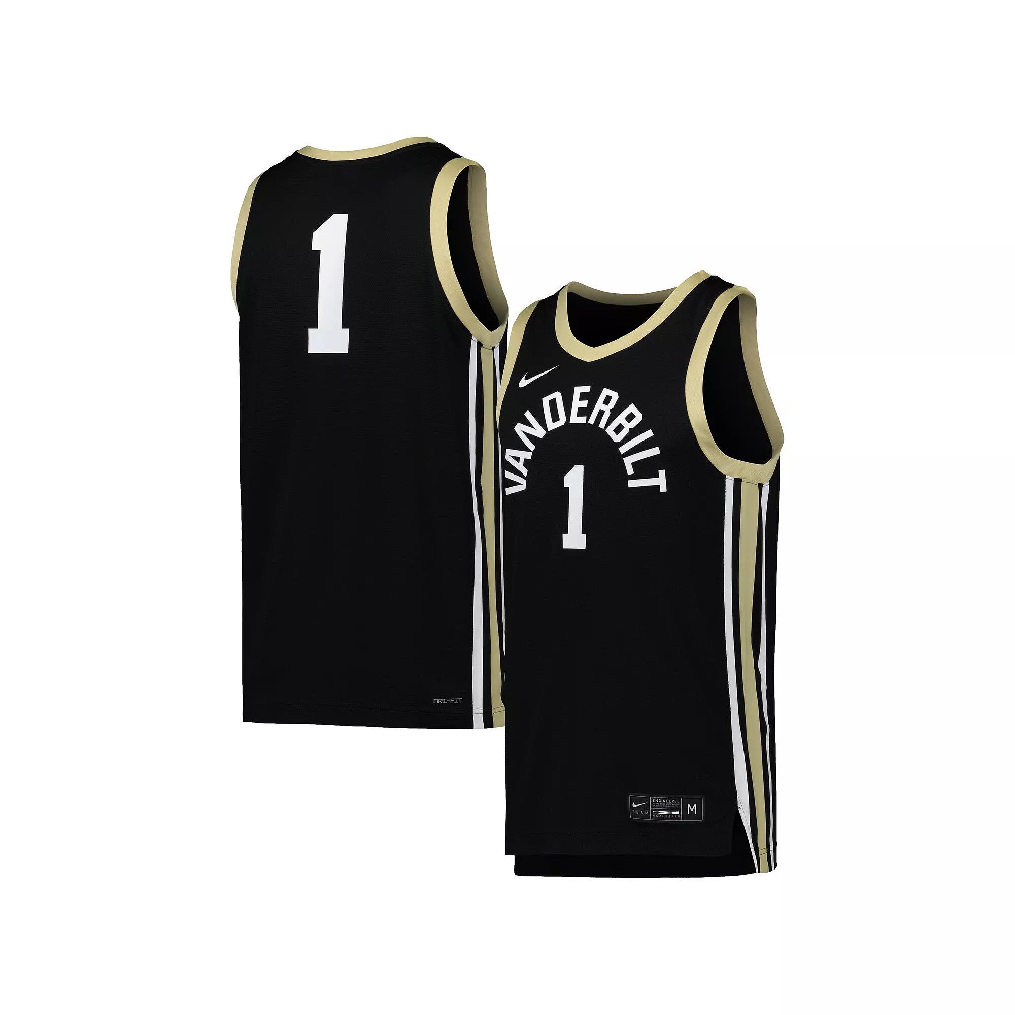 Men's Nike #1 Black Vanderbilt Commodores Replica Basketball Jersey, Size: Small Product Image
