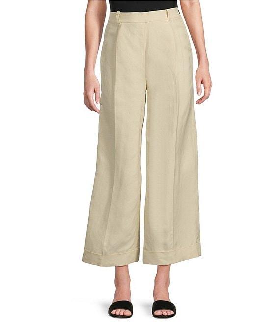 Lauren Ralph Lauren High Rise Pleated Cropped Wide Leg Pants Product Image