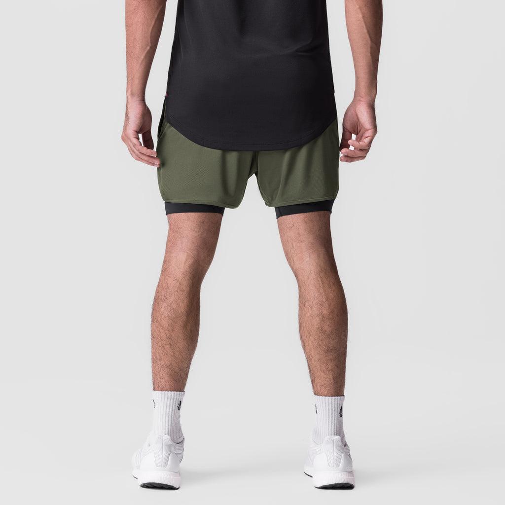 0828. AeroSilver® 5" Liner Short - Olive "White Wings"/Black Product Image