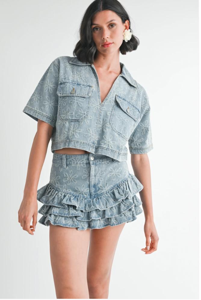 Zinnia Denim Top Product Image