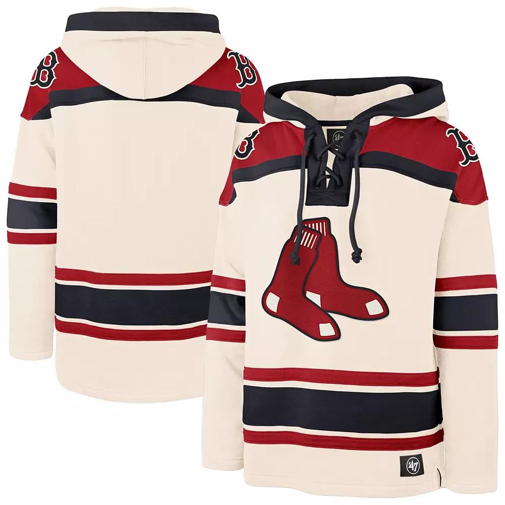 Men's '47 Cream Boston Red Sox Superior Lacer Pullover Hoodie, Size: Small, Beige Product Image
