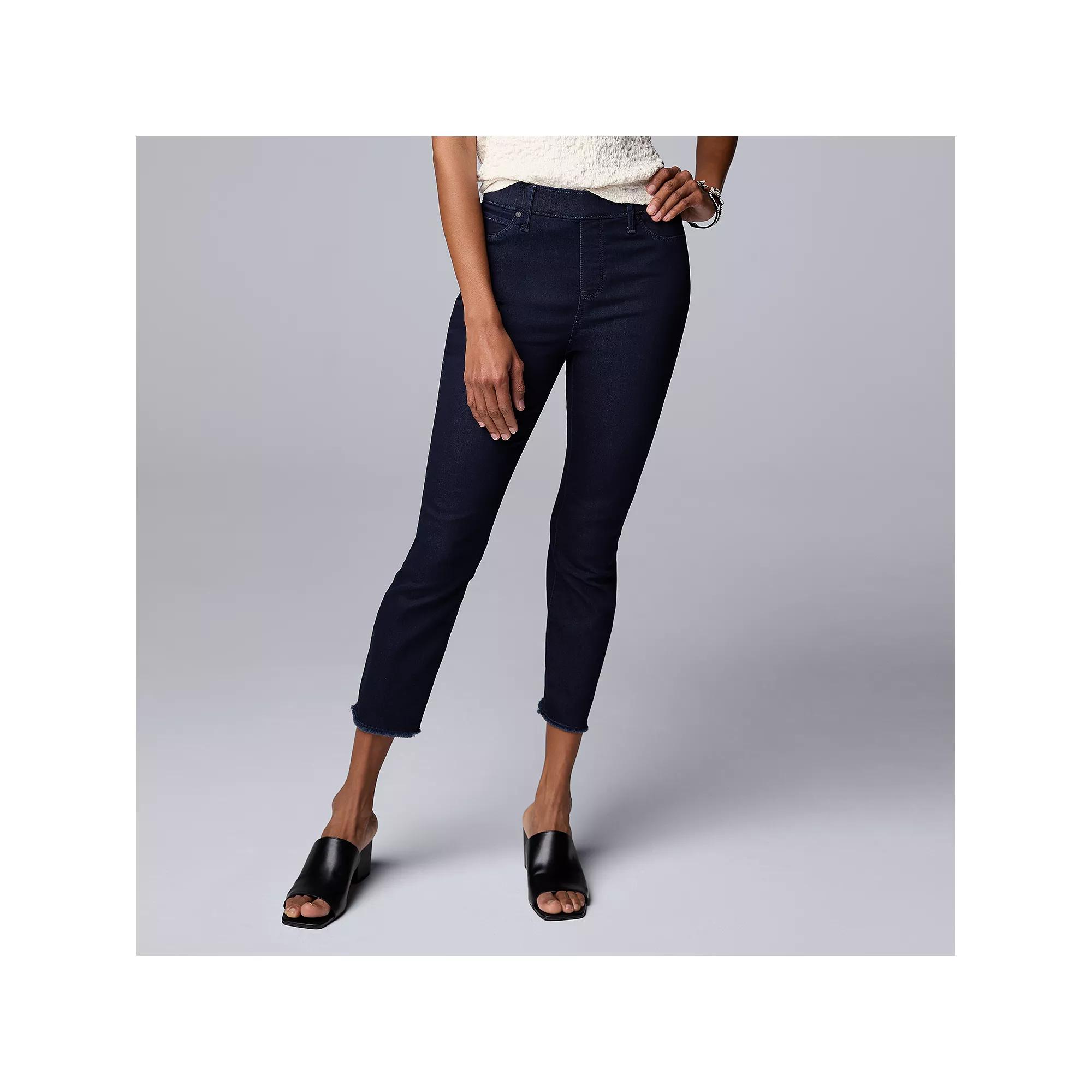 Women's Simply Vera Vera Wang Mid-Rise Shaping Frayed Cropped Jeans,  Product Image