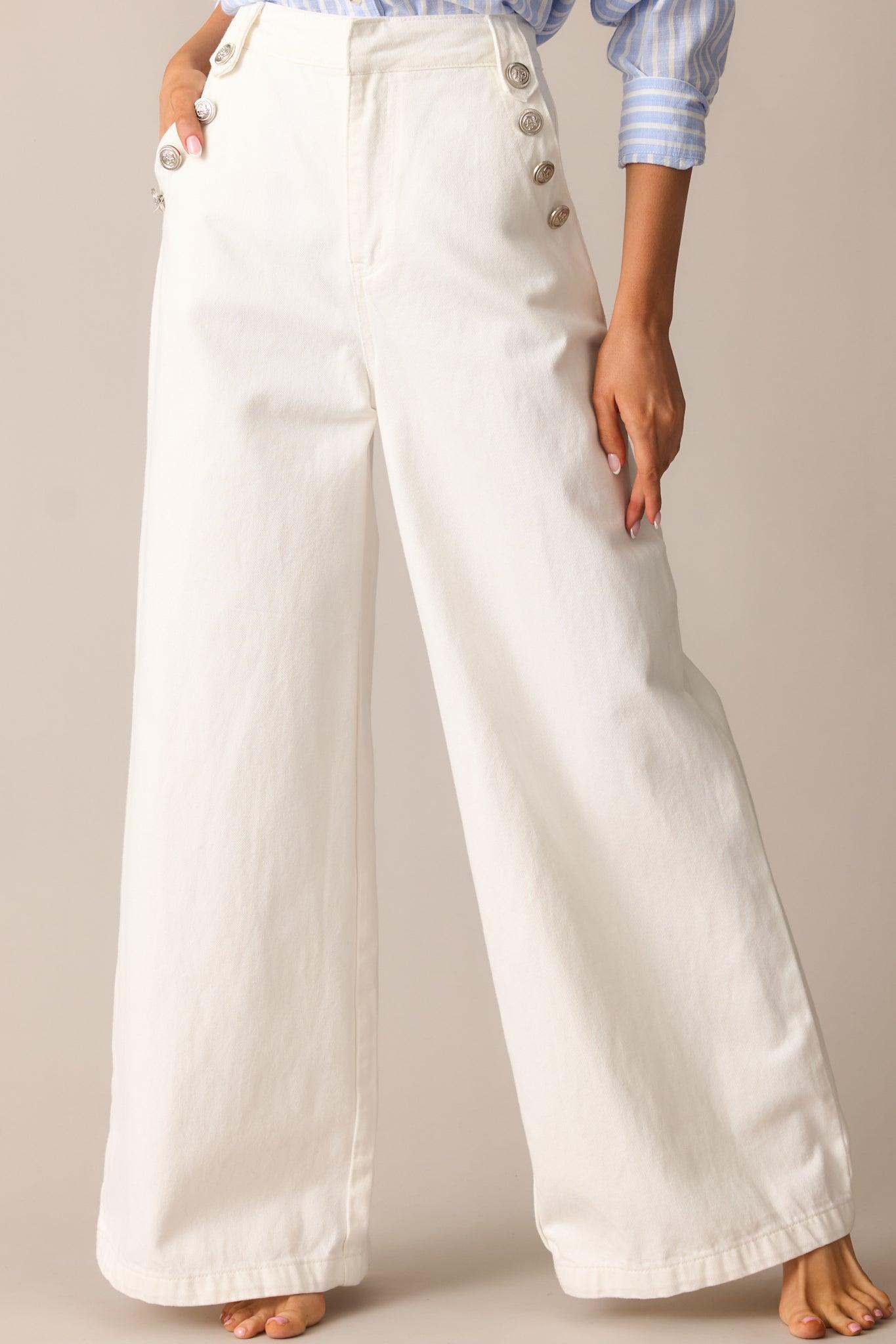 Shopping Day White Wide Leg Jeans Product Image