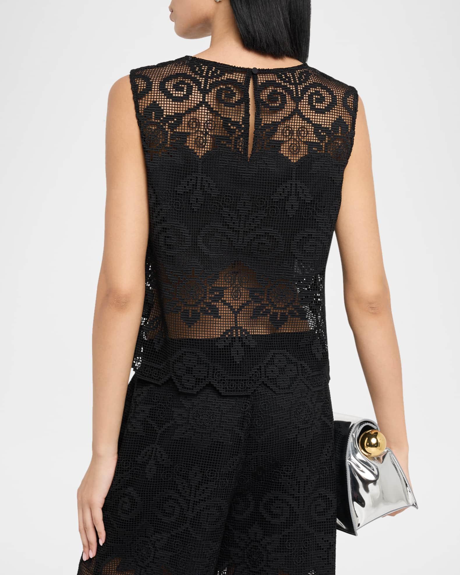 Shelly Scalloped Pixel Floral Lace Blouse Product Image