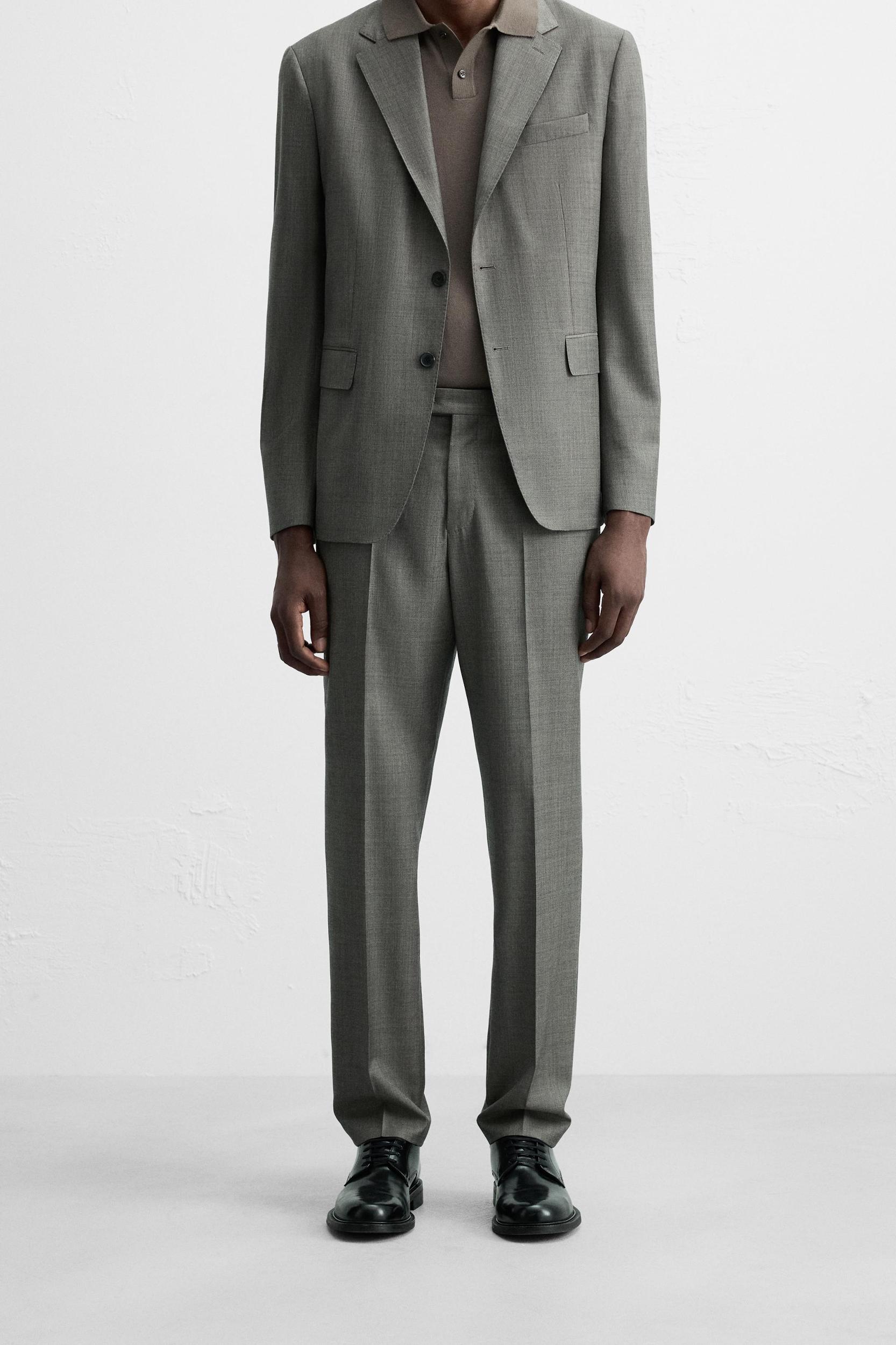 100% WOOL STRUCTURE SUIT PANTS Product Image