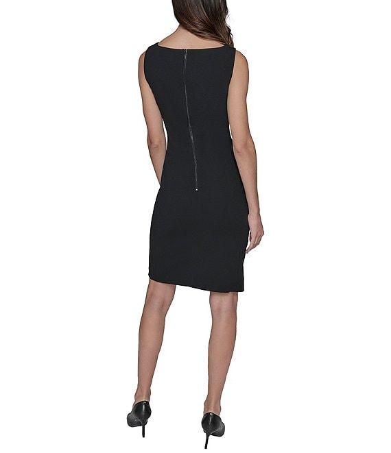 KARL LAGERFELD PARIS Sleeveless Ruched Scuba Crepe Sheath Dress Product Image