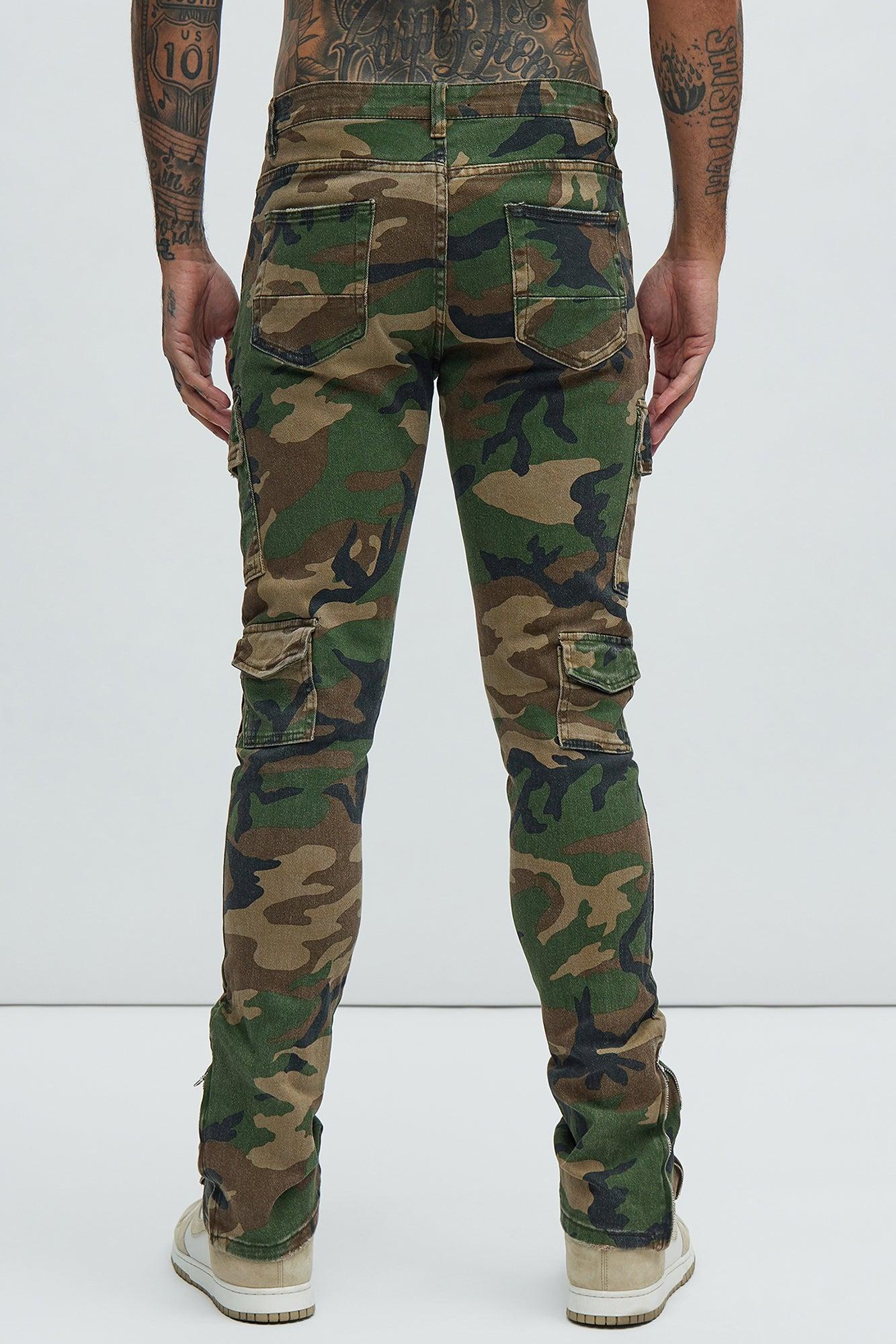 Convertible Stacked Skinny Flare Jeans - Camouflage Product Image