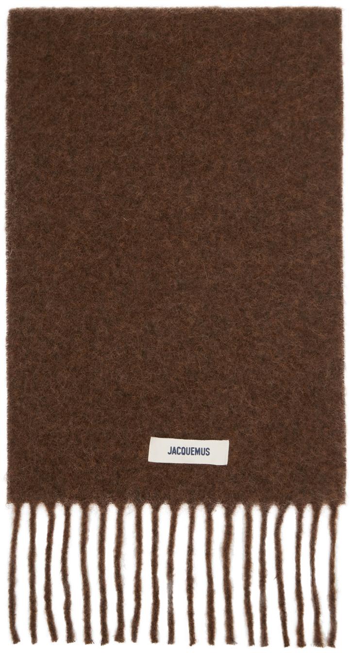 JACQUEMUS Edges Stylish Scarf Fringed In Brown Product Image
