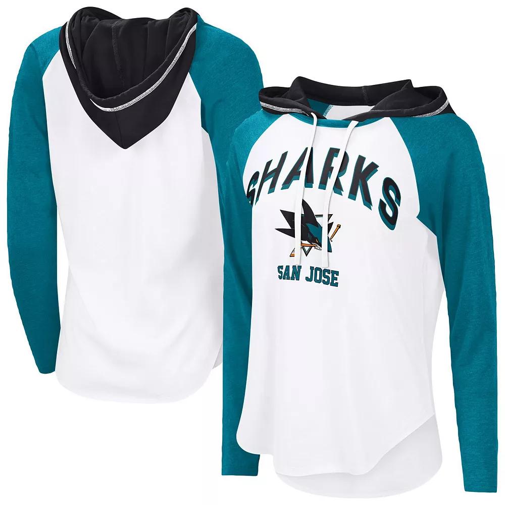 Women's G-III 4Her by Carl Banks  White San Jose Sharks VIP Raglan Long Sleeve Hoodie T-Shirt, Size: XL, Sks White Product Image