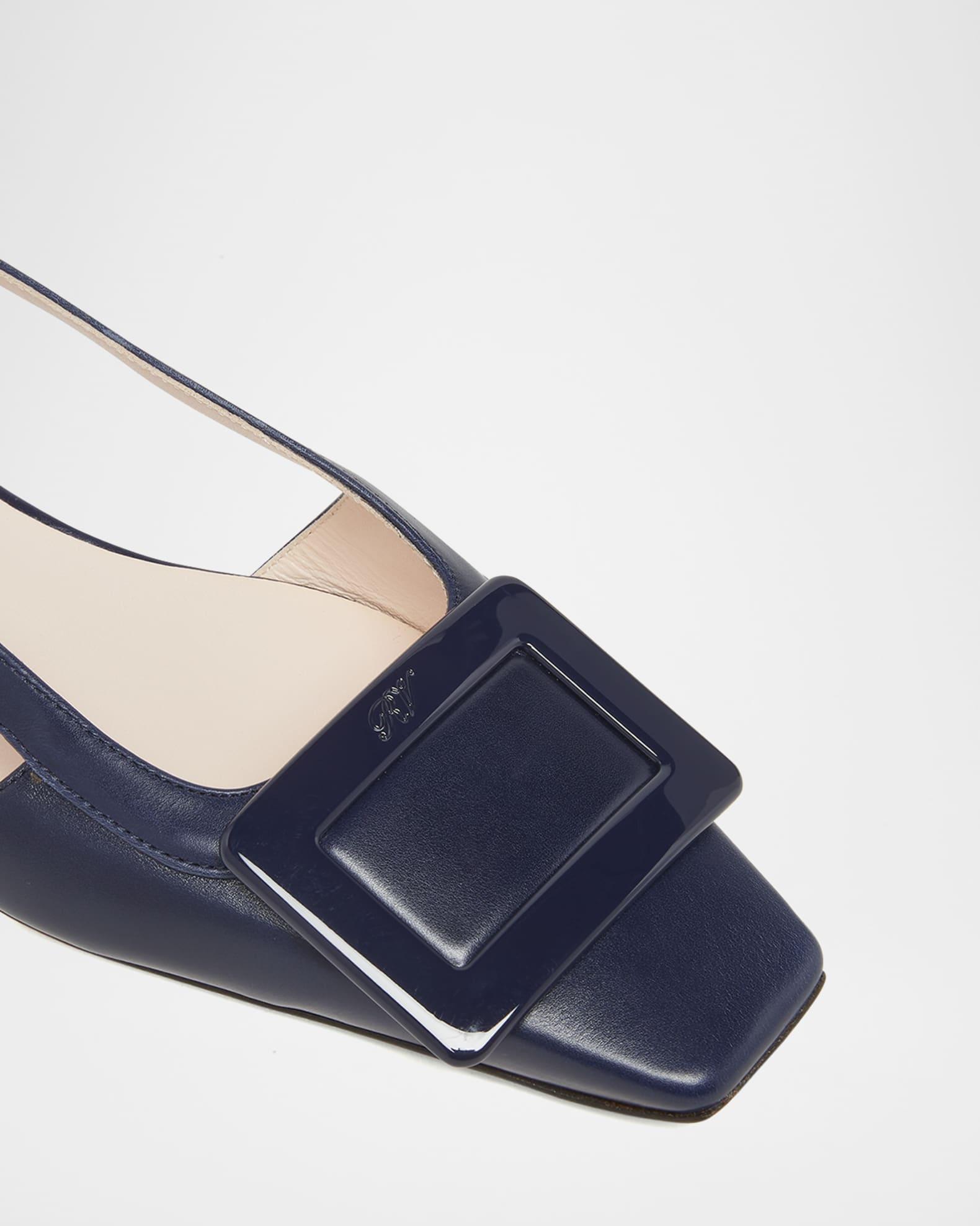 Belle Vivier Leather Buckle Kitten-Heel Slingback Pumps Product Image