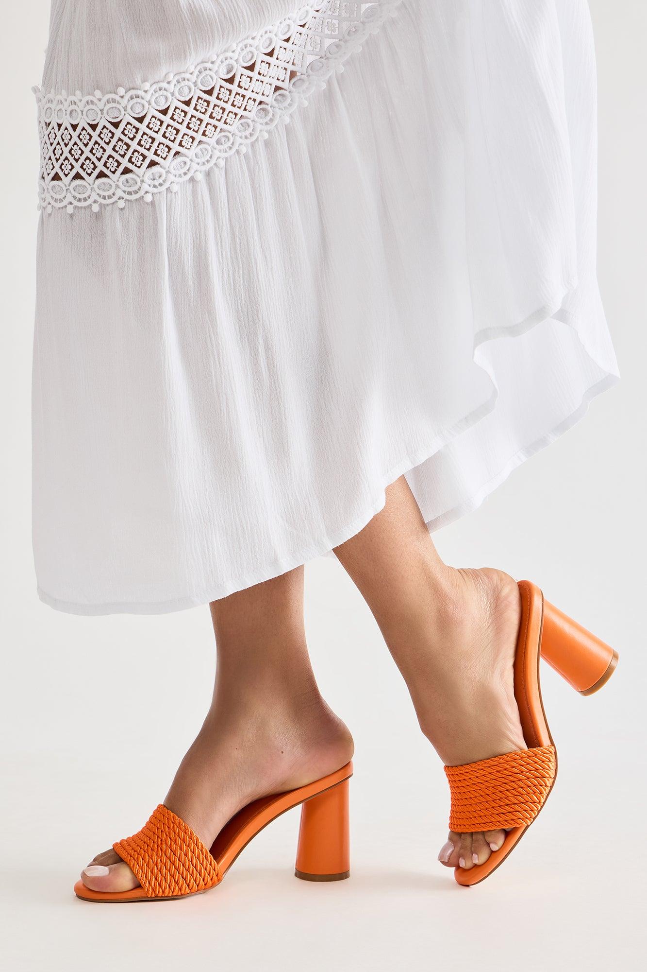 Mykonos Heeled Mules - Orange Product Image