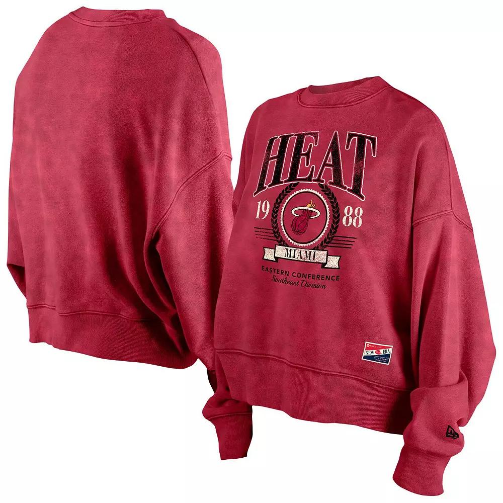 Women's New Era Red Miami Heat Hardwood Classics Enzyme Wash Over Product Image
