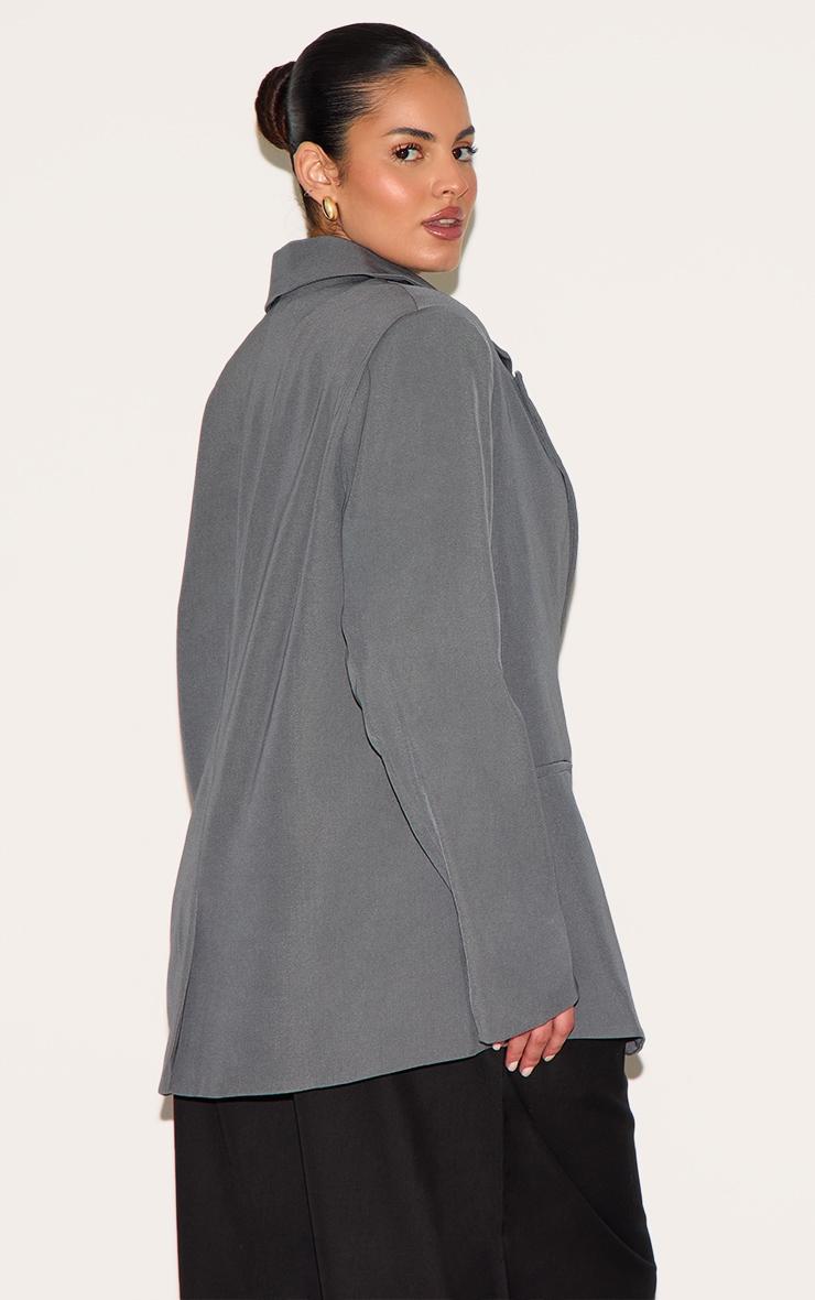 Plus Grey Oversized Exaggerated Collar Blazer Product Image