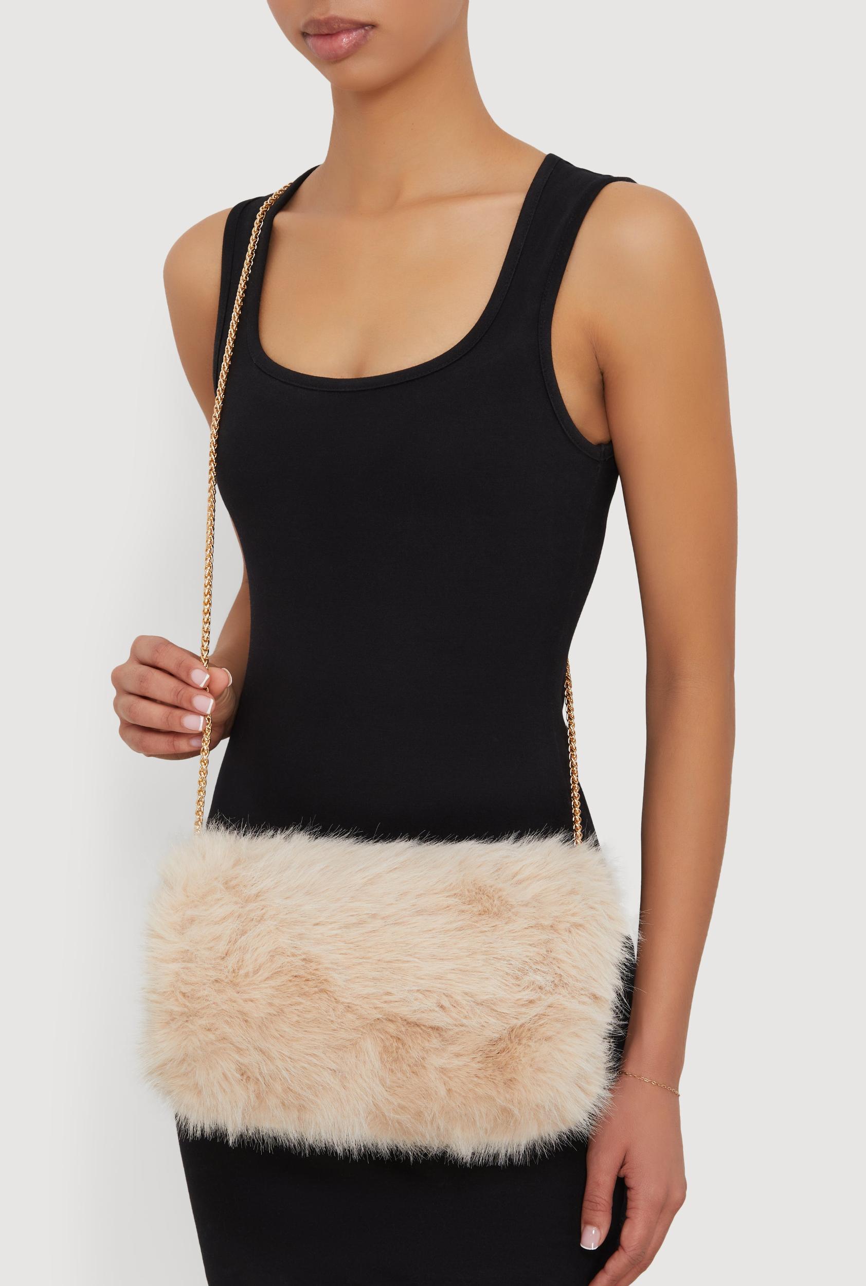 Faux Fur Hand Muff Convertible Clutch Bag Female Product Image