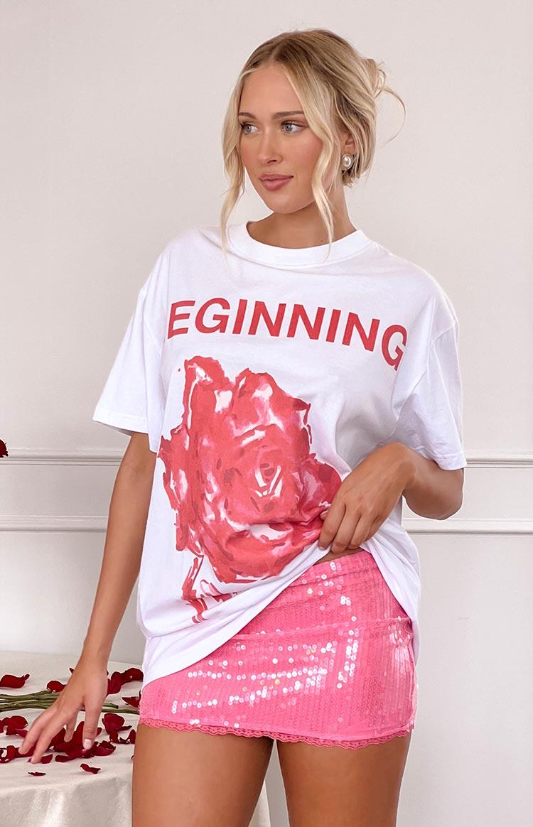 Beginning Rose White Tee Product Image