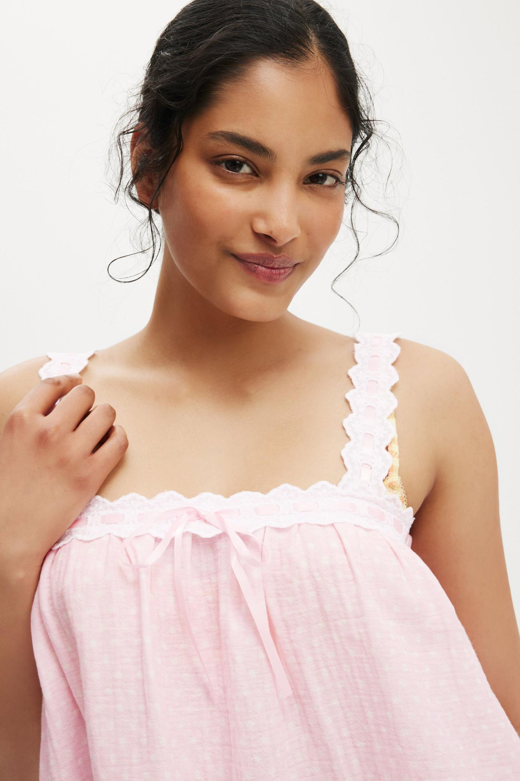 Lace Trim Babydoll Cami Set Product Image