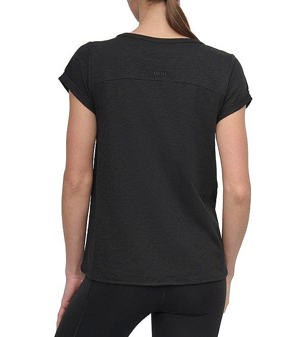 DKNY Sport by Donna Karan Knit Slub Jersey Crew Neck Short Rolled Sleeve T-Shirt Product Image