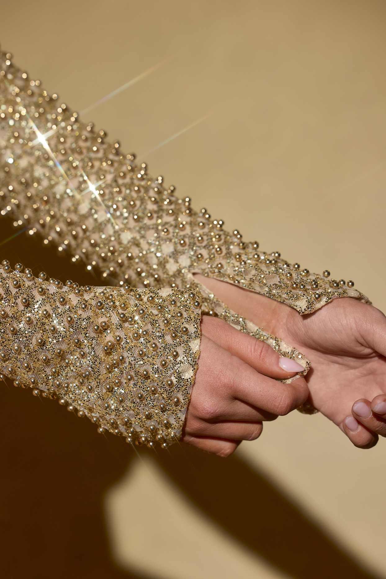 Embellished Bubble Hem Mini Dress in Gold Product Image