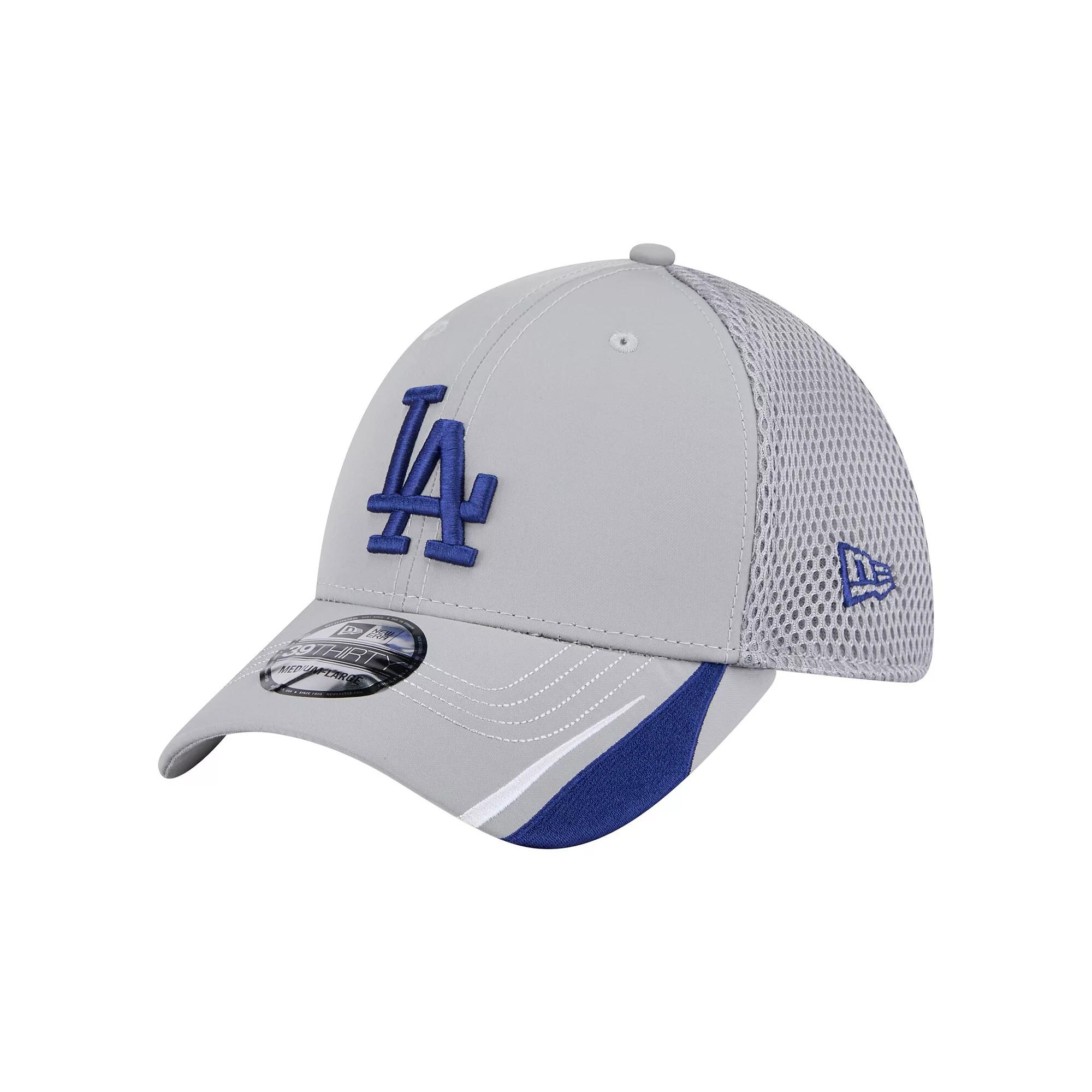 Mens New Era Gray Los Angeles Dodgers Linear 39THIRTY Flex-Fit Hat Product Image
