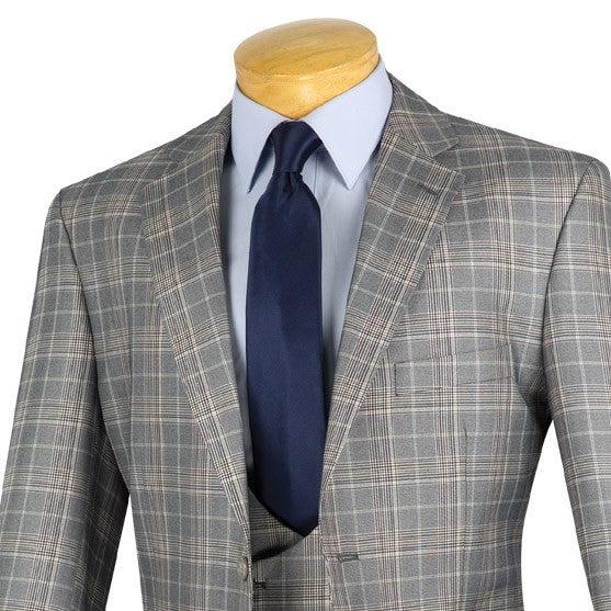 Renaissance Collection - Regular Fit Glen Plaid 3 Piece Suit Gray Product Image