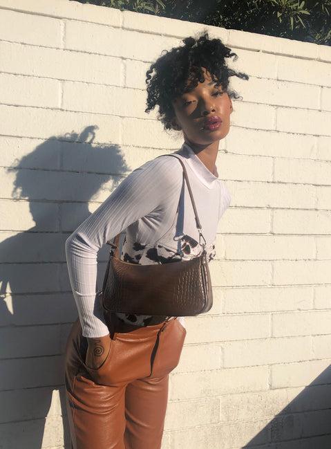 Peta & Jain Piper Bag Chocolate Croc Product Image