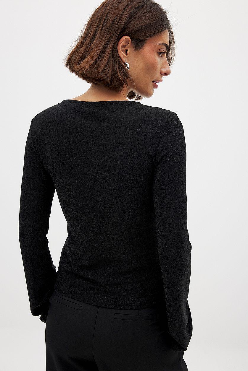 Glitter Twist Top Black Product Image