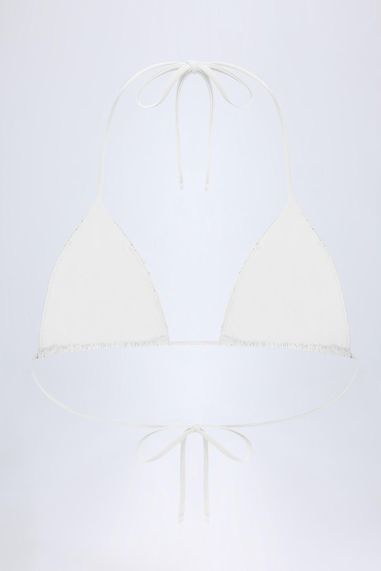 Broderie Anglaise Triangle Bikini Top in White Product Image