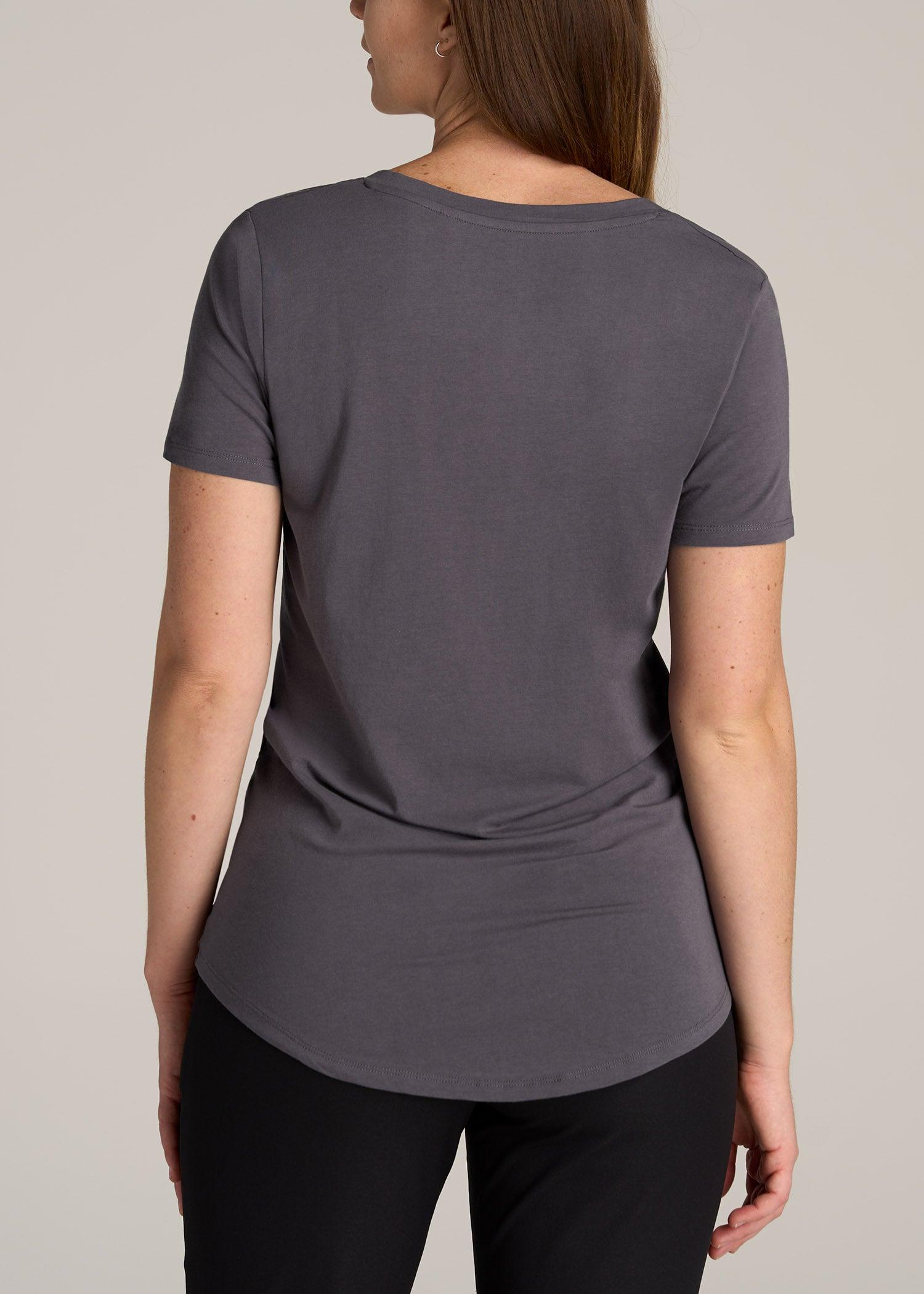Scoop V-Neck Tee for Tall Women in Charcoal Female Product Image
