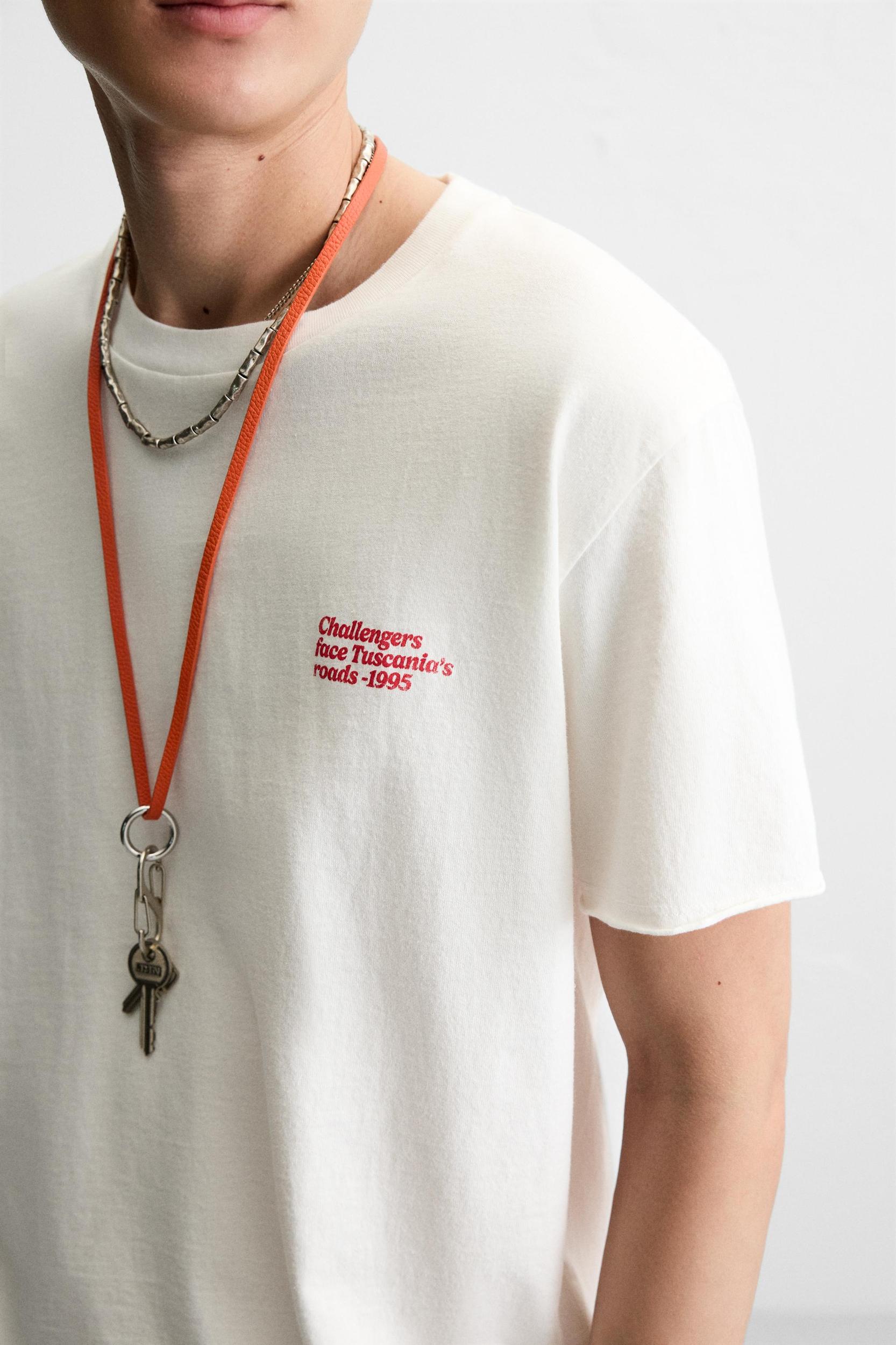 WASHED PRINT TEXT T-SHIRT Product Image