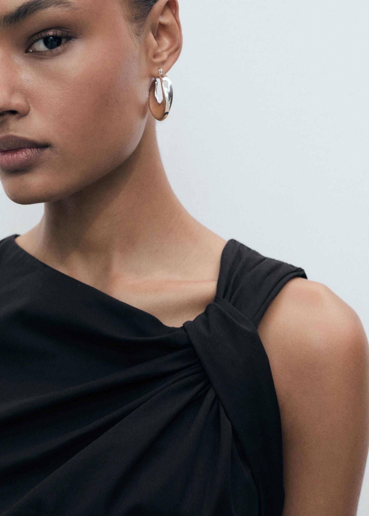 Long culotte jumpsuit with draped neck - Women | MANGO USA Product Image