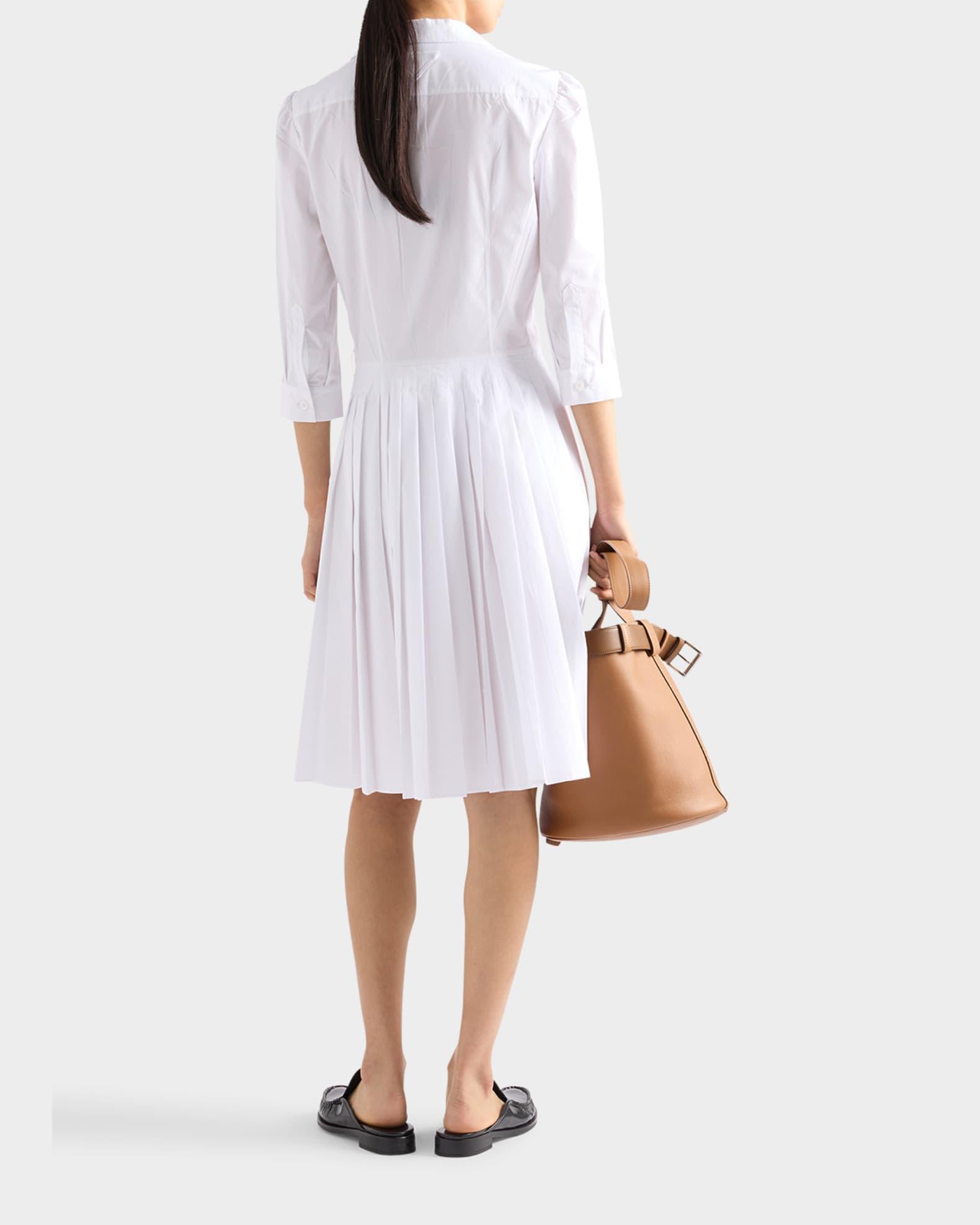 Pleated Popeline Neck-Tie Shirtdress Product Image