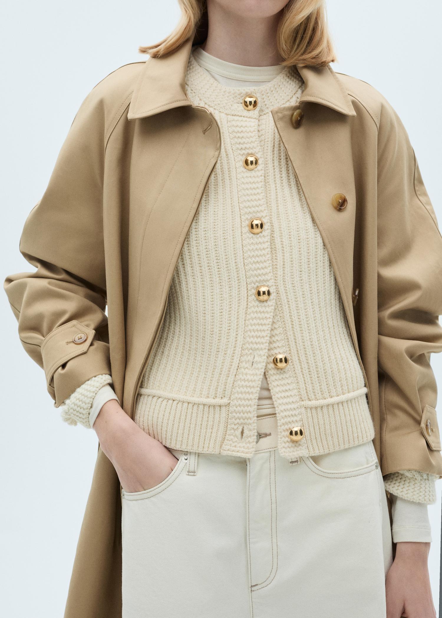 Knitted cardigan with jewel button - Women | MANGO USA Product Image