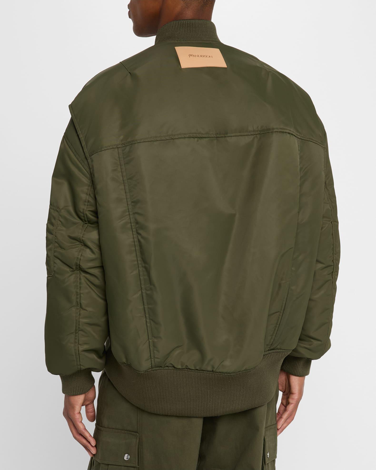 Men's Oversized Curved-Hem Bomber Jacket Product Image