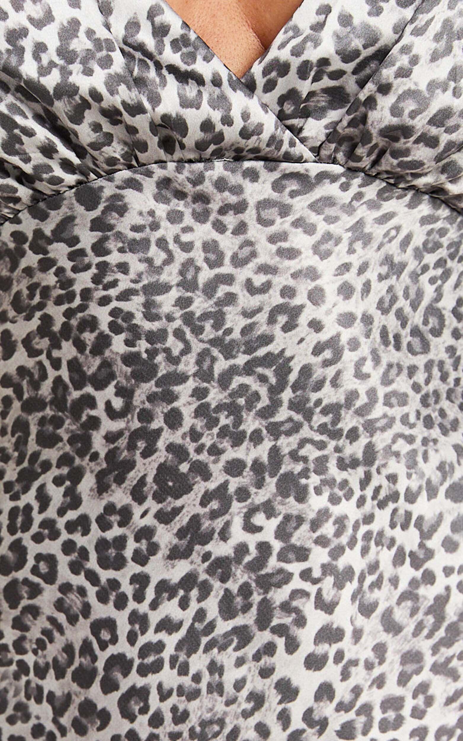 Amalea Mini Dress - Wide Strap Ruched Bust Dress in Leopard Product Image