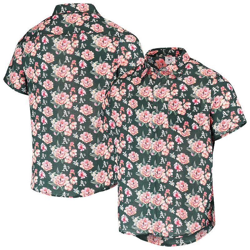 Men's FOCO Green Oakland Athletics Floral Linen Button-Up Shirt,  Product Image