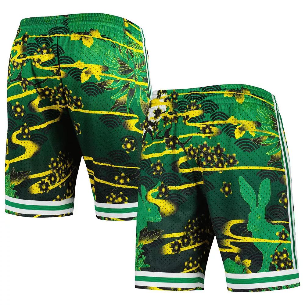 Men's Mitchell & Ness Kelly Green Boston Celtics Lunar New Year Swingman Shorts,  Product Image