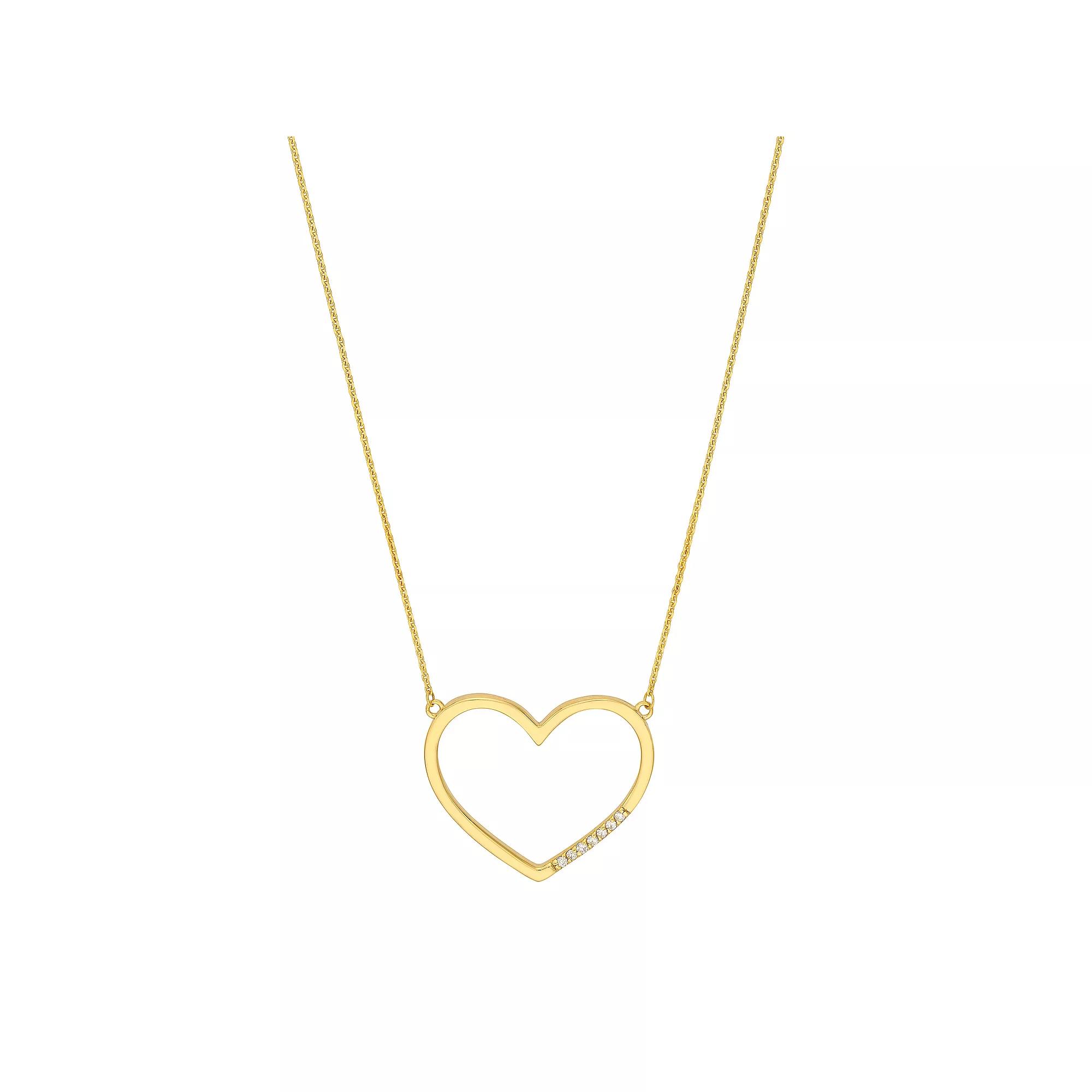 14k Gold Diamond Accent Open Heart Adjustable Necklace, Women's, Size: 18" Product Image