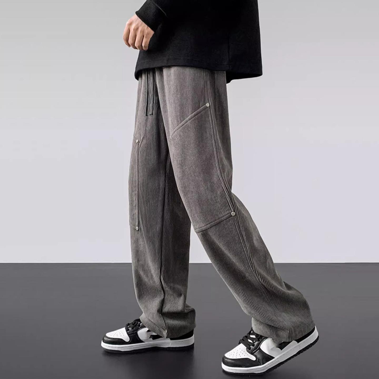 American Retro Trendy Corduroy Rivet Pants Product Image