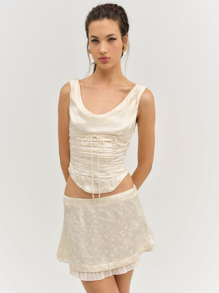 Carla Jacquard Mini Skirt — Cream Product Image