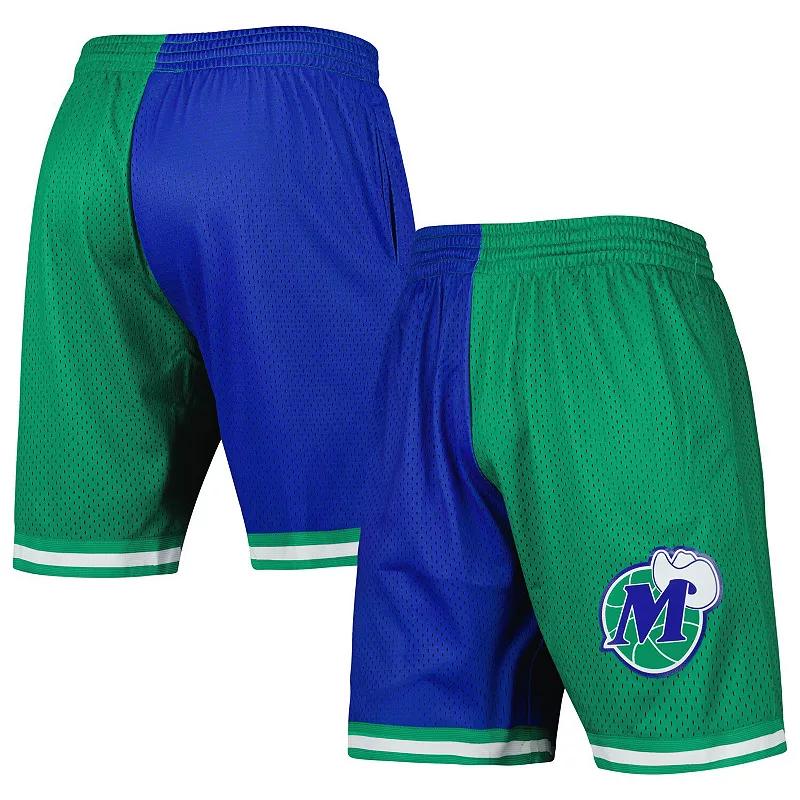 Men's Mitchell & Ness Blue/Green Dallas Mavericks Hardwood Classics 1998 Split Swingman Shorts, Size: XL Product Image