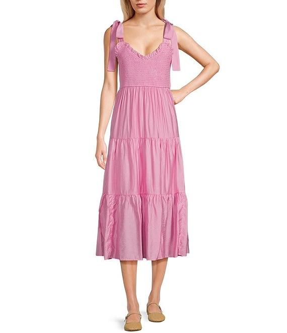 Blu Pepper V-Neck Tie Strap Midi Dress Product Image