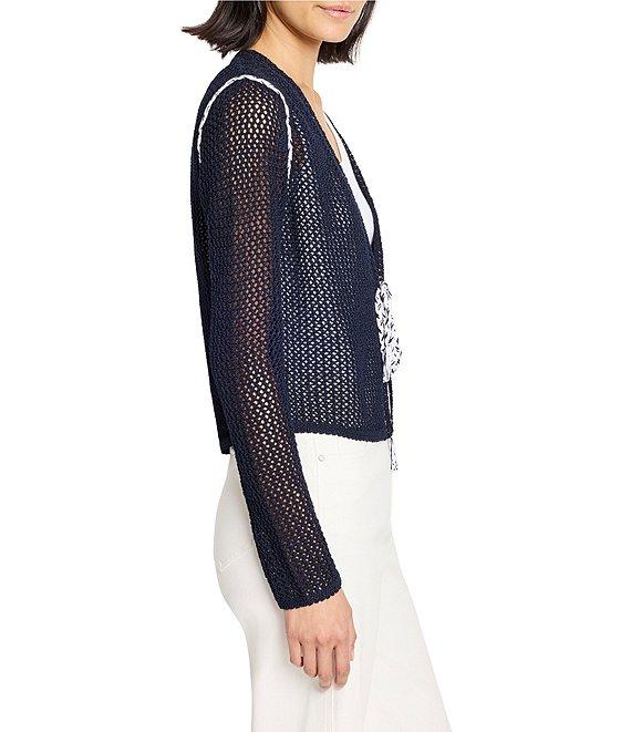 NIC + ZOE Mesh V-Neck Long Sleeve Tie Cardigan Product Image