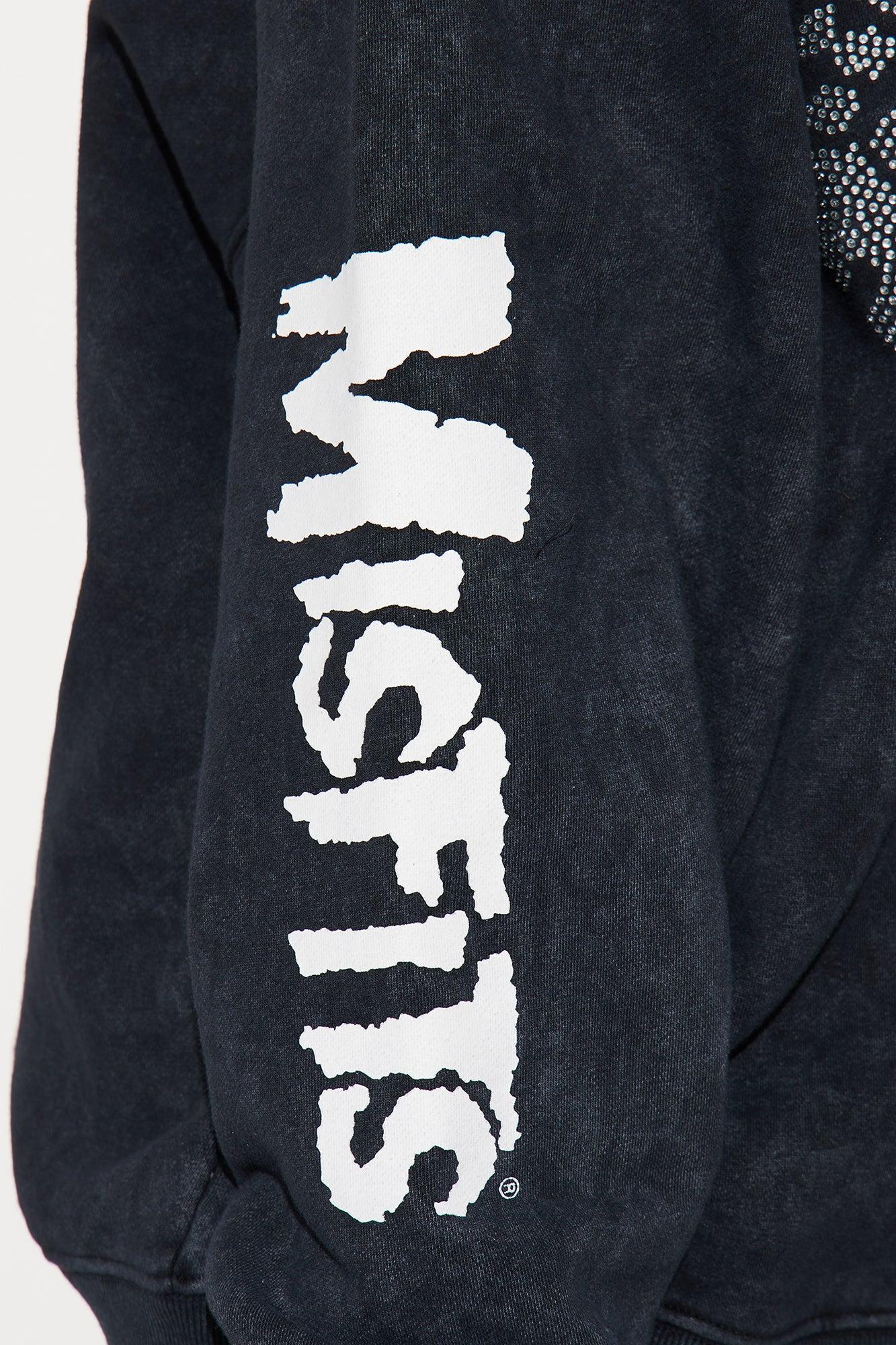Misfits Rhinestone Crew Neck Sweatshirt - Black Wash Product Image