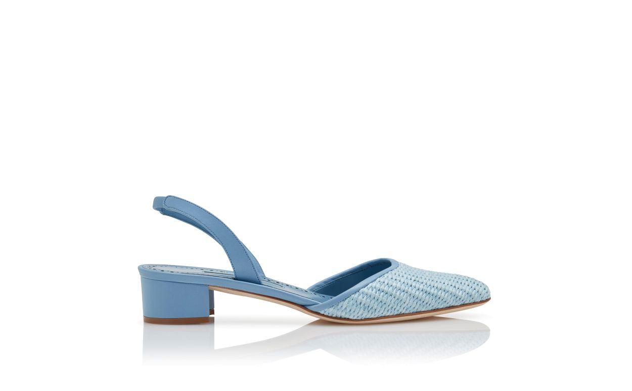 RAFFRO Light Blue Raffia Slingback Pumps Product Image