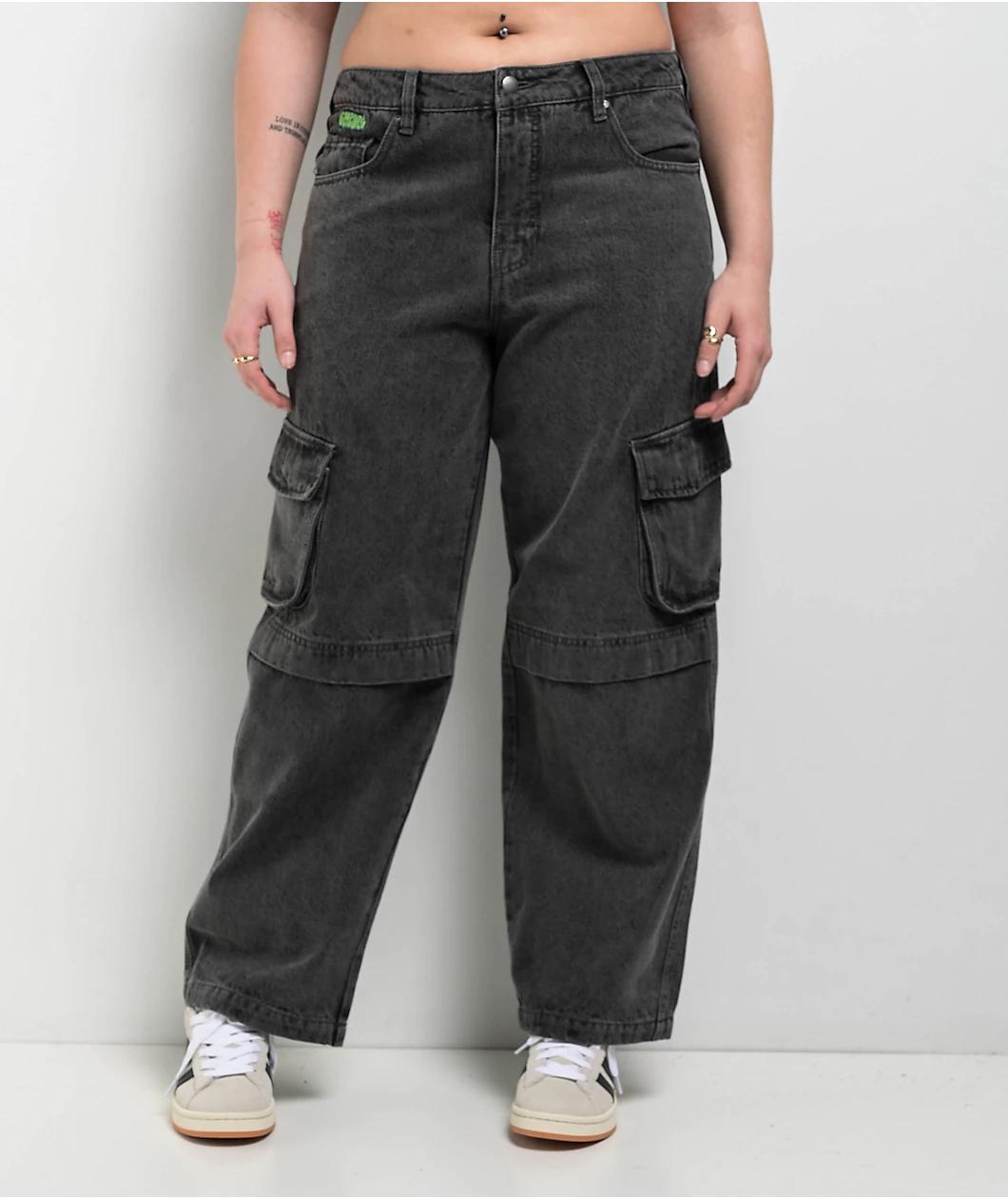 Empyre Loiter Slouchy Black Wash Cargo Denim Jeans Product Image