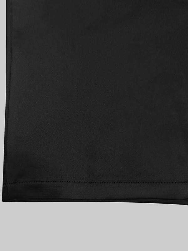 Long Sleeves Puff Sleeves Buttoned Solid Color Deep V-Neck Midi Dresses Product Image