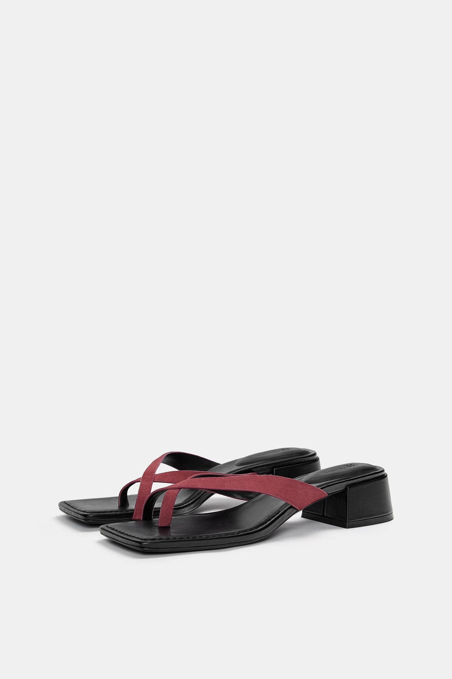 Leather block heel sandals Product Image