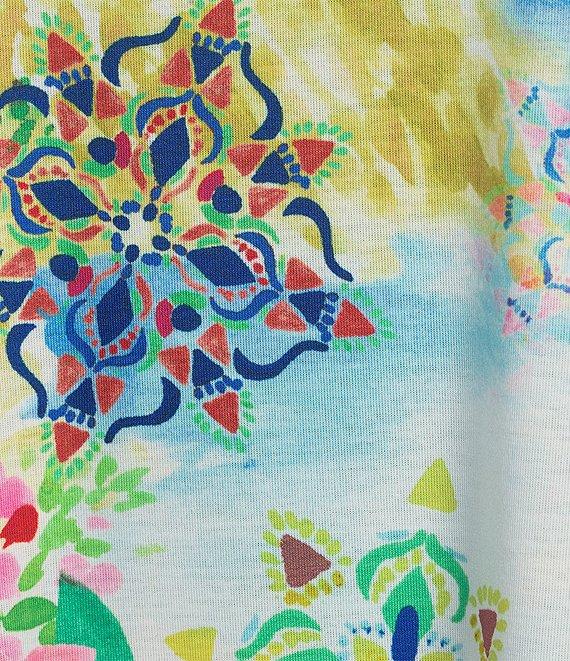 Allison Daley Petite Size Amalfi Coast Print 3/4 Sleeve Crew Neck Knit Top Product Image