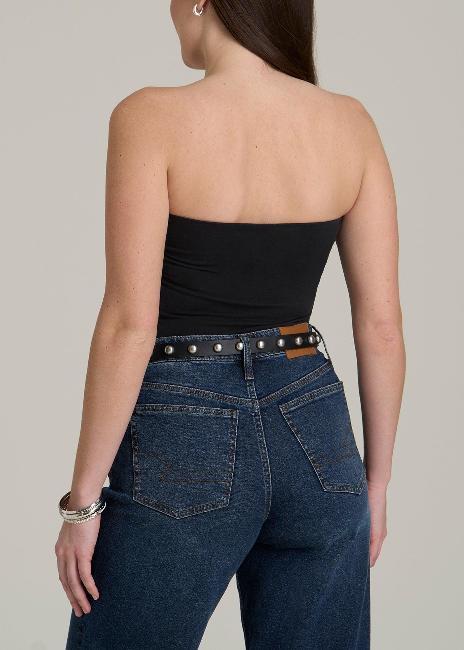 Cotton Tube Top for Tall Women in Black Female Product Image